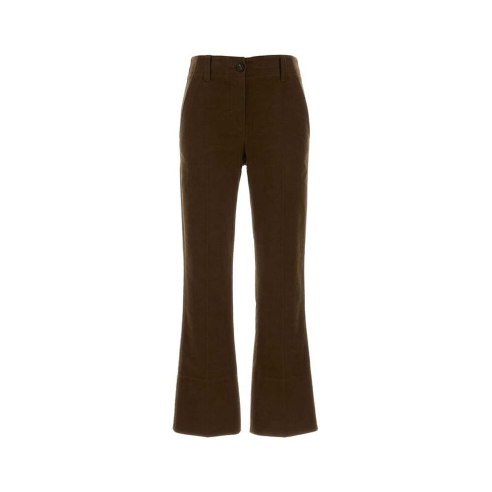 Brunello Cucinelli Women Brown Stretch Cotton Cigarette Pant